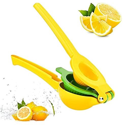 BAKAJI Spremilimone Manuale Spremiagrumi a Pressione da Tavolo 2 Coni Frutta Grande e Piccola Spremi Agrumi Limone Lime Giallo Verde in Alluminio e Acciaio