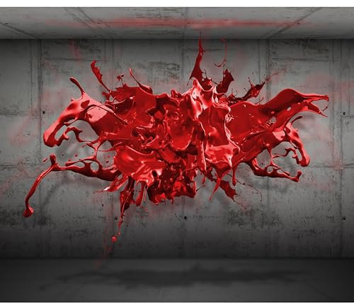 decomonkey Fototapete Steinwand 3d Effekt 350x256 cm XL Tapete Fototapeten Vlies Tapeten Vliestapete Wandtapete moderne Wandbild Wand Schlafzimmer Wohnzimmer Abstrakt Stein Modern schwarz rot