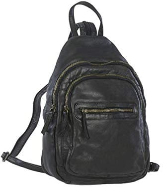 Bear Design Rucksack Leder Cityrucksack Backpack schwarz für Damen Damenrucksack Frauen City Reise