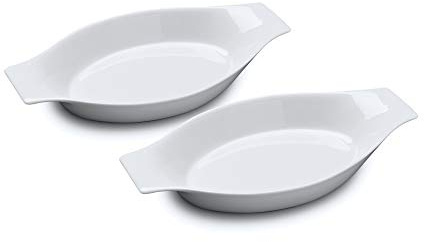 WM Bartleet & Sons 1750 TSET139 Set of 2 Contemporary Oval Round Gratin, Cooking and Baking Dishes, 27cm – White, Porcelain
