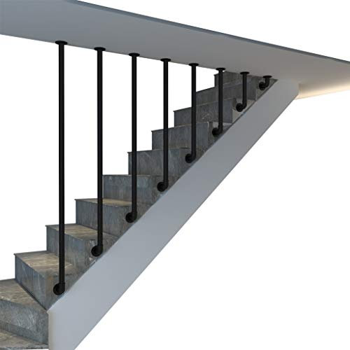 YUDE Ringhiera per scala a L in ferro battuto, ringhiera per tubo zincata rotonda nera (vi preghiamo di inviarci dati sulle dimensioni specifiche dopo l'acquisto)