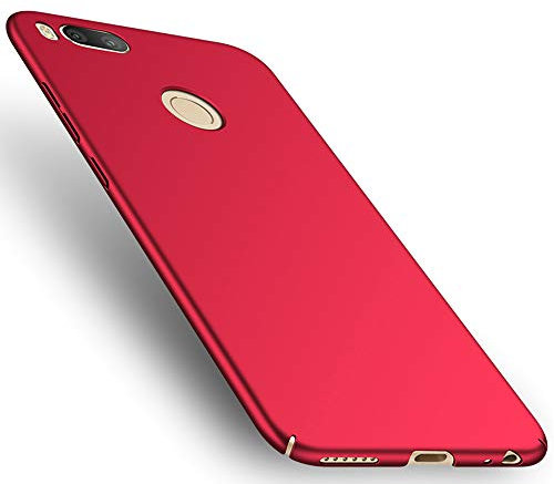 INSOLKIDON Compatible Avec Xiaomi 5X Coque Coquille dure PC Difficile Arrière Couverture Simple Téléphone Protecteur Coquille Housse de Protection MI 5X (Rouge)