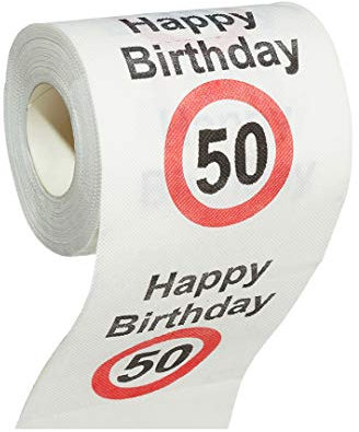 MIK funshopping Scherzartikel Deko Spaß-Toilettenpapier Runder Geburtstag lustiges Geschenk (50. Geburtstag - 1Rolle)