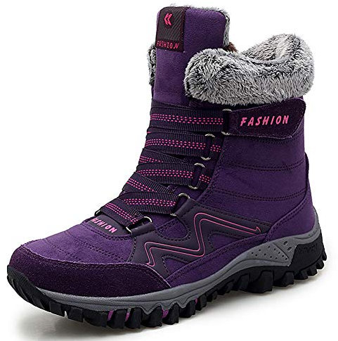 AARDIMI Warm Gefüttert Winterschuhe Damen Schneestiefel Wasserdicht Outdoor Trekking Wanderschuhe Gr. 35-42 (1747-Z-Lila, 39 EU)