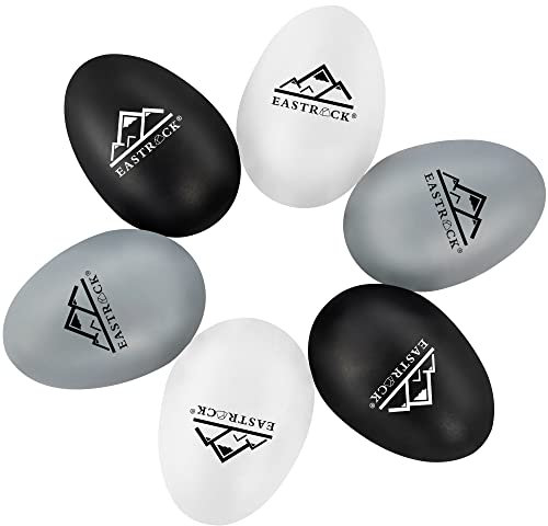 EastRock 6 PCS Plastic Egg Shaker, Musical Eggs Shakers, Colorful Maracas, Hand Percussion Musical Maracas (Black White Gray)