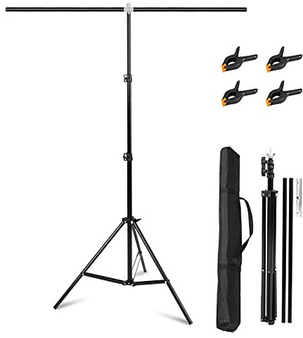 Selens T Type Hintergrund Ständer 150x200cm für Fotografie Musselin Vinyl Hintergründe Foto Studio, T Stand Backdrop Stand Einziehbarer Tragbarer Stützständer mit Querlatte und Klemme Tragetasche