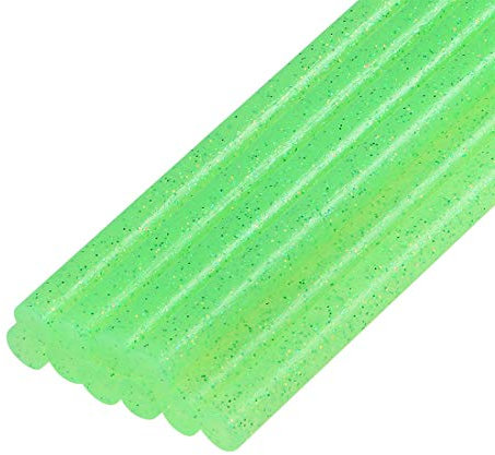 sourcing map Mini Hot Glue Sticks for Glue Gun 0.27-inch x 4-inch Green Glitter 10pcs