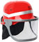Trendario Feuerwehrhelm Für Kinder und Erwachsene, verstellbar mit Klappvisier & Nackentuch - Deutsche Ausführung in Rot - ideal für Karneval & Mottopartys Kostüm