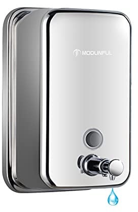 modunful Dispenser di Sapone Manuale in Acciaio Inox per Bagno Commerciali e Casa, 800ml Grande Capacità Montaggio a Parete, Pompa di Sapone Liquido Dispenser per Cucina Ristorante