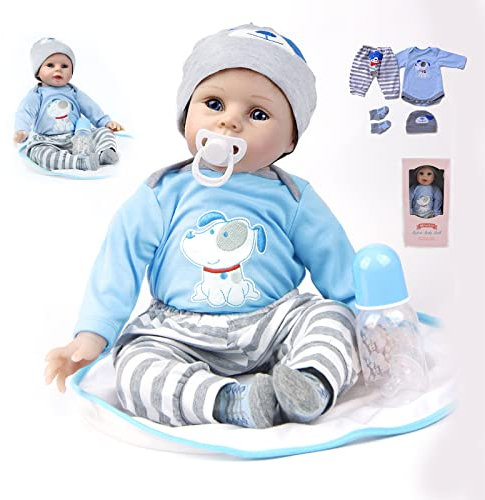 ZIYIUI 22 Zoll 55cm Reborn Baby Weiches Silikon Vinyl Reborn Puppe Lebensecht Handgemachte Junge Mädchen Spielzeug Weihnachts Geschenk Reborn Baby Junge