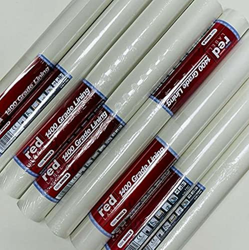 SOPHIE LAURENCE Erfurt Red Label Lining Paper 1400 Grade Single 10m Roll Quality White Plain Wallpaper Available in Pack of 4, 5, 6, 8 (8, White)