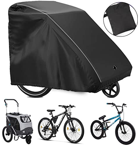 Abdeckung für Fahrradanhänger, 210D Dichtungskleber Oxford-Gewebe Wasserdicht Hochwertige Fahrradgarage Outdoor 140 x 105 x 85 cm mit Schlosslöcher,Sonnenschutz und Regen