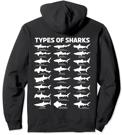 Shark Types Reef Species Raubfisch Ozean Fisch Haifisch Liebhaber Pullover Hoodie