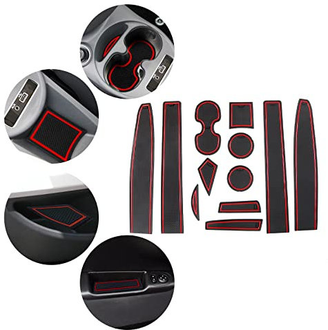 YEE PIN Gummimatten Innenraum Kompatibel mit FIAT 500 2016-2020 / Abarth 595 2017-2021 Interieur rutschfeste Matten für Mittelkonsole Aufbewahrungsbox Autoteile Getränkehalter