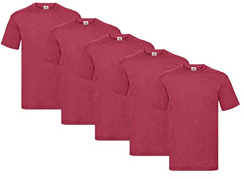 Fruit of the Loom Men's T-Shirt, 5 x Vintage Red + 1 x Purchase Block, XXL