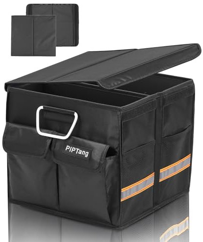 PIPTang Kofferraum Organizer mit Deckel – Auto Aufbewahrungsbox Faltbar – Kleine Kofferraumtasche mit mehreren Fächern – 35 x 35 x 30 cm – Auto Stauraum Box