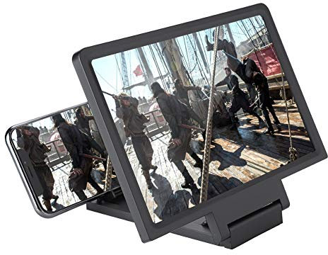 Lupa de Pantalla de Teléfono, 7 en HD Ampliación de Pantalla con Altavoz para Ver Películas Móviles en 3D Soporte de Lupa F1 Amplificador de Teléfono Móvil