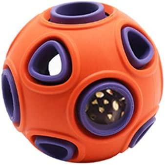 Andiker Hundeball, interaktives Spielzeug mit Ring, Glocke, Hundespielzeug, Gummibälle, Hüpfball, Haustierspiel, Puzzle-Ball, bissfestes Spielzeug für Haustier-Kauspielzeug (s, orange)