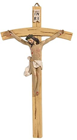zalati Cruz de pared de resina de Jesús, estatuas de crucifijo con agujero para colgar para decoración religiosa y de comunión, oración del hogar, bautizo, 8.7 pulgadas