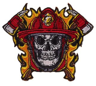 Aufnäher aus Gummi, selbstklebend, für Rucksäcke und Westen für Cross-Training und Fitnessstudio (Feuerwehrschädel)