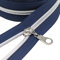 MebuZip 9 m silberfarben endlos Reißverschluss Meterware Reißverschluss Nylon 6mm-Spirale + 25 Nonlock-Zipper für Taschen Deko DIY Basteln Nähen (Silberfarben Dunkel Blau)