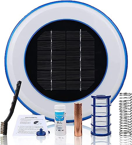 NURCIX Nettoyant et purificateur d'eau Flottant ioniseur Solaire pour Piscine - 85% Moins de Chlore - Jusqu'à 35 000 Gal - Compatible avec Les piscines d'eau Douce et salée Spas Accessoires de Jardin