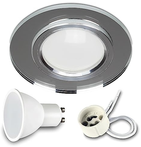 Kwazar Luminaire LED Einbaustrahler 230V Flach 7W Bad Einbauleuchten Deckenspots Deckenstrahler, Neutralweiß 4000K Einbauspots für Badezimmer Küche Wohnzimmer (Klar, 1 Stück)