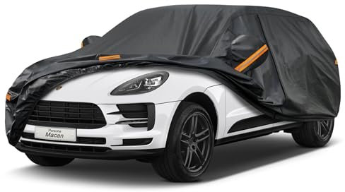Kayme Autoplane Wasserdicht Atmungsaktiv für Porsche Macan (2014-2025), 7 Schichten Vollgarage Autoabdeckung für Regen Sonne Staub Schutz Verkratzt, Autoabdeckung mit Reflektierenden Streifen.