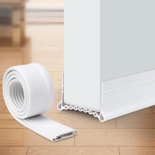 YOUSHARES Zugluftstopper für Türen Weiß - 1m Silikon Türdichtung Für 3,5-4,4cm Dicke Türen mit einem Spalt unten von 0,8-1.5cm geeignet, Luftzugstopper Selbstklebend für Tür Dichtung Unten