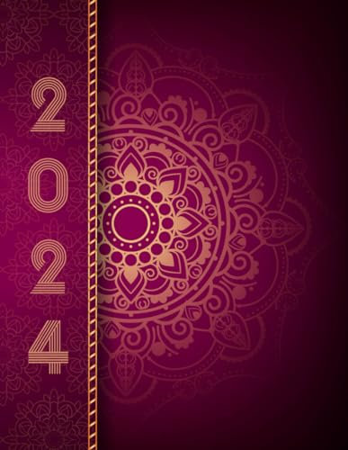 2024 Kalender täglich wöchentlich und monatlich: Januar bis Dezember 2024 - Buchkalender 1 Woche 2 Seite - Mandala Ausgabe (Premium Quality Cover)