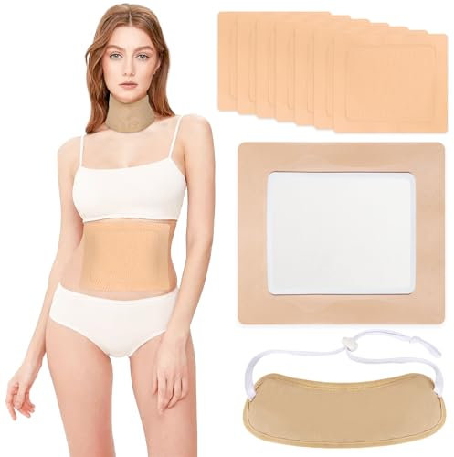 8 Stück Rizinusöl Packung, Selbstklebende Rizinusöl-Packung Wickelset Einwegartikel Castor Oil Organic Pack Wrap für Bauch Wade Knie Hals und Brust zur Leberentgiftung, Nackenentspannung, Verstopfung