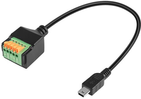 QIANRENON Connettore Mini USB Senza Saldatura - Cavo Corto Maschio a 5 Pin, Morsettiera a Molla, Adattatore Plug per Ricarica Dati - Fai Da Te