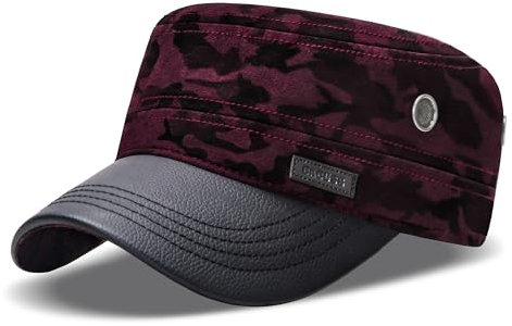 CACUSS Herren Baseballmütze Erwachsenen Mütze Baumwolle Army Kappe Cadet Hat Military Flat Top Verstellbare Baseballkappe für Draussen, Sport und Reisen