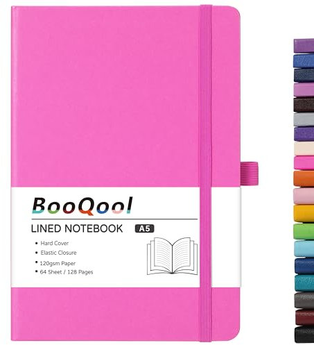 A5 Notebook - Notebook A5 with Premium Paper, Faux Leather Notebook, 5.7 X 8.4, Hardcover, 144 Pages - Rose red