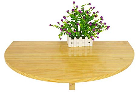 Wandklapptisch, Halbrunder Klapptisch aus Holz, Wandtisch, hängender Computertisch an der Wand, Drop-Leaf-Klapptisch (Farbe: Weiß)