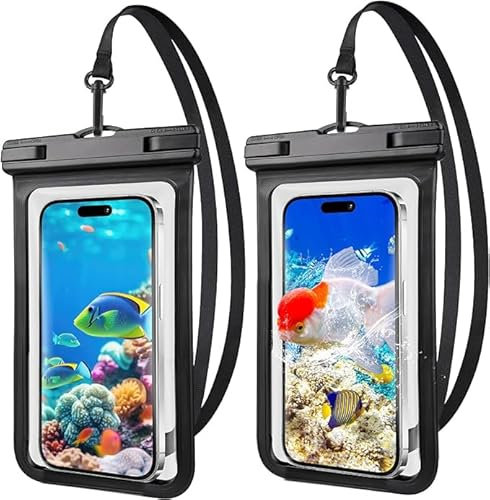 Magwave wasserdichte Handyhülle, wasserdichte Tasche, Wasserdichter Beutel, Wasserfeste Tasche Bauchtasche Wasserdicht für Wassersport, Strand, Schwimmen, Bootsfahrten usw (2 Schwarz)