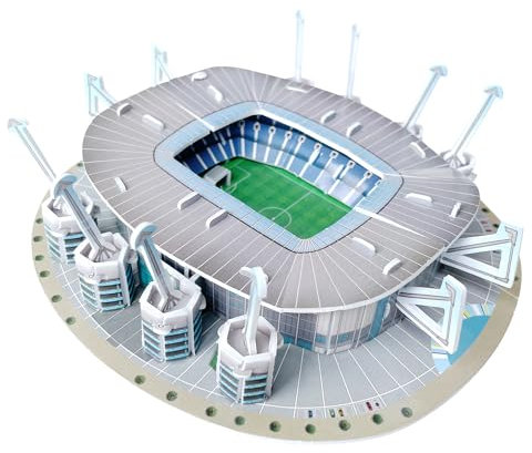 Habarri Mini Etihad Stadium Puzzle 3D - 3D Puzzle-Stadion - Kleines 3D Fußballstadion für Kinder und Erwachsene - Mini Fußballstadion Modell - Modellbau - 47 Elemente