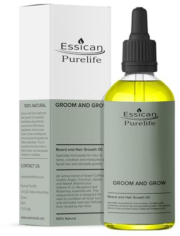 Essican Purelife Bartöl für Männer 100ml, Haaröle für Haarwuchs, fördert Bartwuchs, macht den Bart weich und stärkt ihn. Reduziert Juckreiz, pflegt den Bart und unterstützt das Haarwachstum