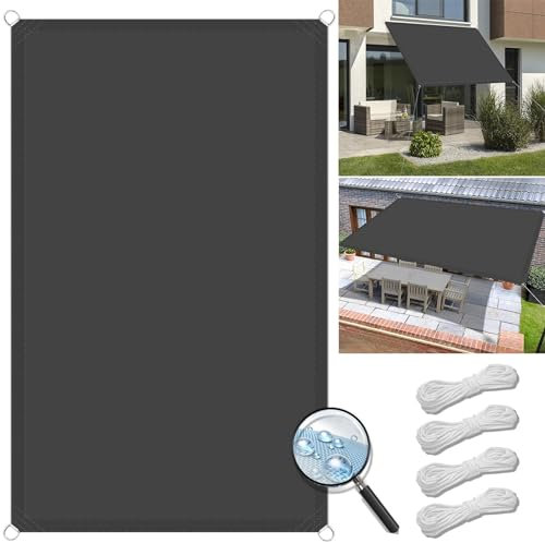 Sonnensegel Rechteckig 3 x 10 m PES Polyester, Sonnenschutz 95% UV Schutz, Reißfest Wetterfest Terrassenüberdachung Schattiernetz für Terrasse Balkon Garten, Dunkelgrau