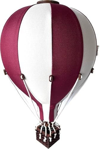 Hot Air Balloon Decor Nursery | Baby Kids Room Hanging Mobile Set (Burgundy, Medium)