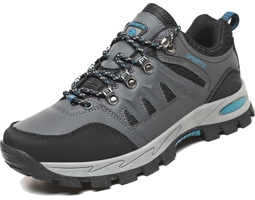 VTASQ Scarpe da Trekking Uomo Scarpe Montagna Antiscivolo Scarpe Escursionismo Ammortizzate Traspiranti Uomo Scarpe Ginnastica Camminata Stringate Grigio 41EU
