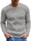 NITAGUT Men's Jumpers Sweater Crewneck Cable-Knit Pullover Sweater Grey,Small