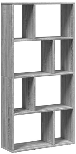 vidaXL Bücherregal, Standregal 8 Fächer, Raumteiler Regal für Wohnzimmer Schlafzimmer Büro, Aufbewahrungregal Aktenregal Büroregal, Grau Sonoma Holzwerkstoff