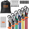 VEVOR Tendeur Élastique, Lot de 30, Cordes Élastiques Robustes, 0,25 m, 0,46 m, 0,6 m, 0,9 m, 1,2 m, 1,5 m, 1,8 m, Mousquetons Acier, Sac de Rangement, Clips, Attaches, pour Auvent, Cargaison, Camping