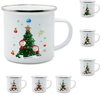 Wamantic Tazza da caffè in ceramica personalizzata con albero di Natale Nome della famiglia Tazze carine Regali di Natale per l'arredamento della casa (Stile 1)