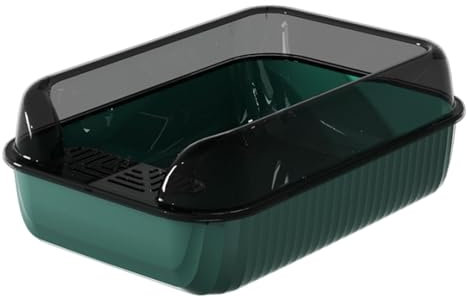 Bandeja de basura para gatos con tapa abierta – Inodoro para mascotas con protección contra dispersiones, bandeja de basura grande para gatos | Bandeja de basura para gatos de alta pared para gatos