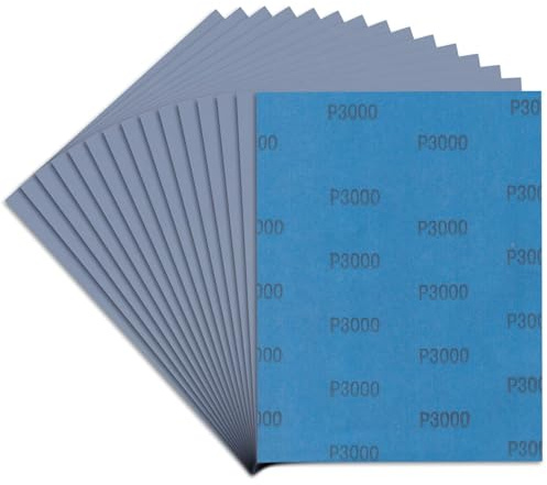 LCubro Schleifpapier, Körnung 3000, Nass- und Trockenschleifblätter, Hochleistungs-Schleifpapier für Holzmöbel-Finish, Metallschleifen, Automobil-Polieren, 22,9 x 27,9 cm, 15 Blatt