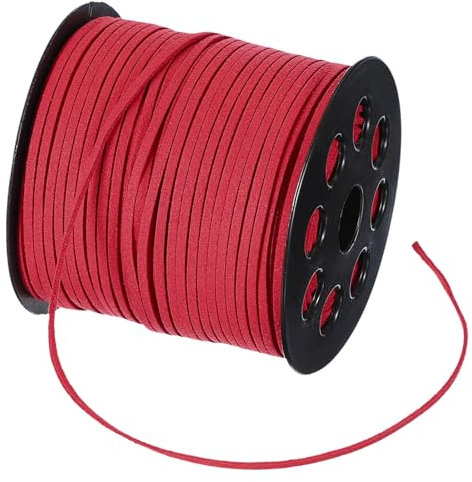 PATIKIL Flat Suede Leather Lace, 100 Yard Faux Suede Leather String Cord DIY Supplies for Necklace Bracelet Beading Jewelry Making Tassels Art Crafts, Red (2.6MM)