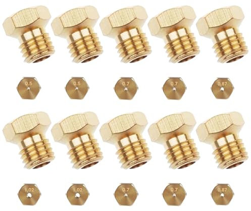 Gicleur Gaz Butane Universels, Gicleur Gaz De Ville, Injecteur de Gaz Gicleur Bouteille Kit de Conversion, 1x0,5, 2x0,7, 1x0,87, 1x1,02, pour Bruleur Gaz Gaziniere Gaz, Cuisiniere Gaz Four Gaz (10)