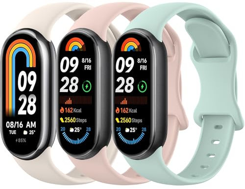Vancle 3 Stück Armbands für Xiaomi Mi Smart Band 8 / Mi Band 9/10 Armband, Weiches Silikon Uhrenarmbänder, Verstellbar Sport Ersatzarmband für Xiaomi Smart Band 10/9/8 Uhrenarmband